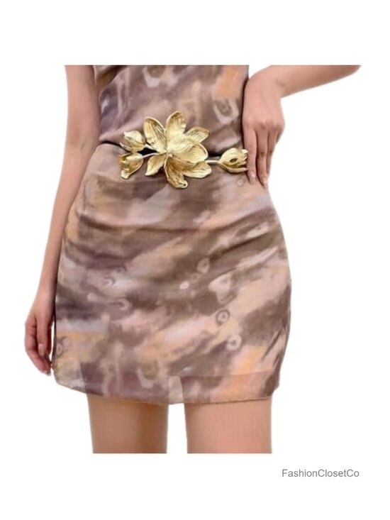 Boho Tulip Flower Waist Belt PU Leather Rope Floral Waist Band for Dress main image 6
